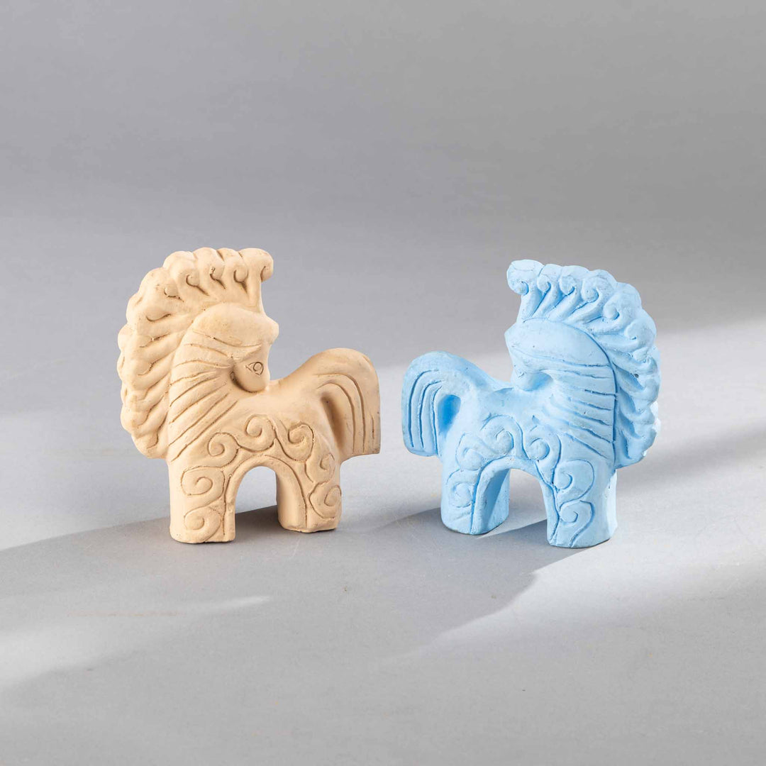 Mini Horses Set of 2 Orange and blue