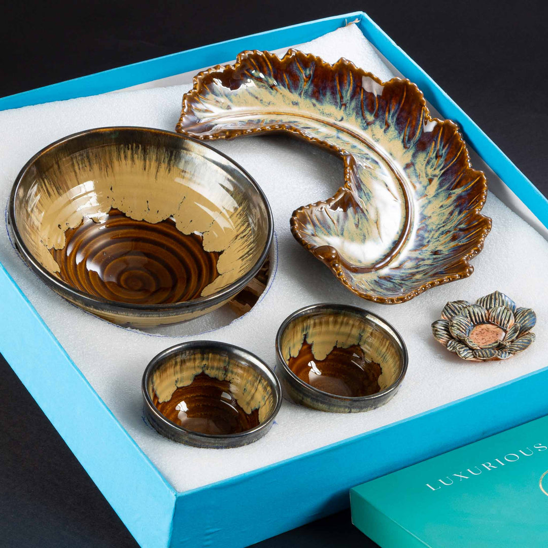 Caramel Haze Ceramic Serveware Luxury Gift Box