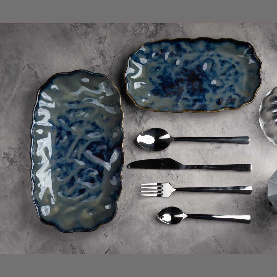 Ananya Premium Ceramic Medium Rectangular Platter Amalfiee Ceramics