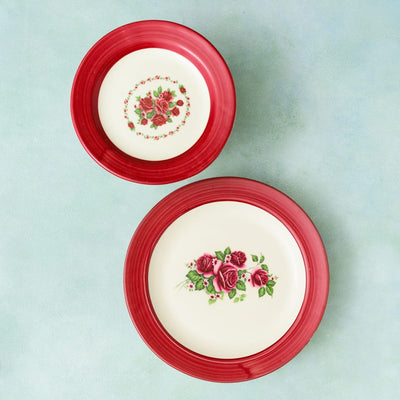 Floral Whispers in Red Wall Decor Ceramics Plate Sets