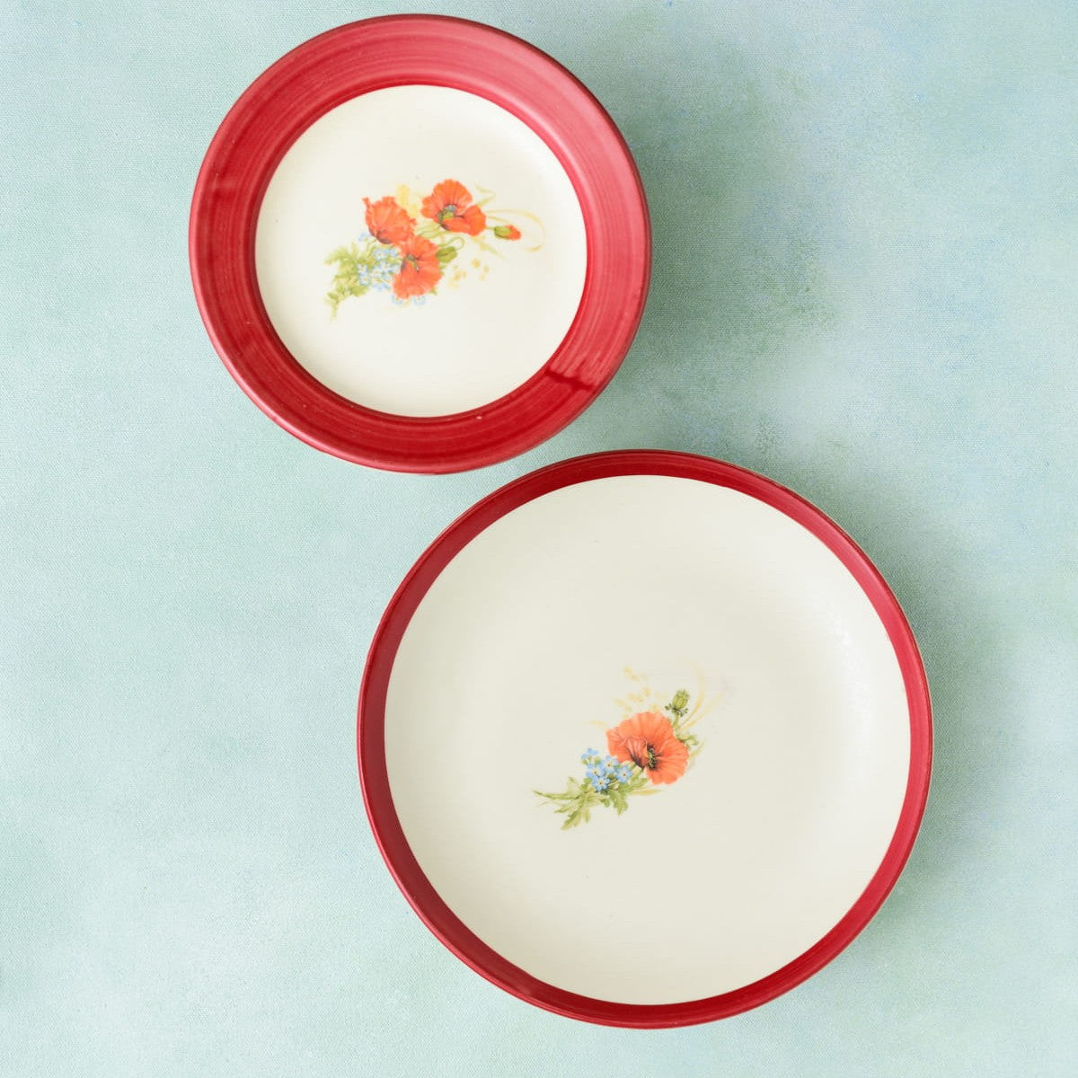 Floral Whispers in Red Wall Decor Ceramics Plate Sets