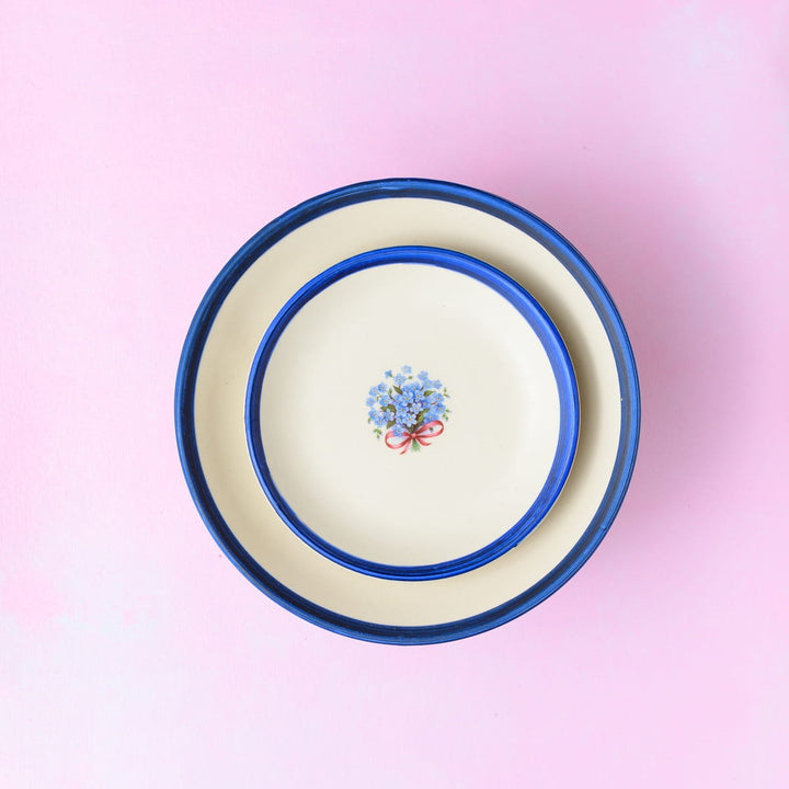 Floral Whispers in Blue Wall Decor Ceramics Plate Set of 3