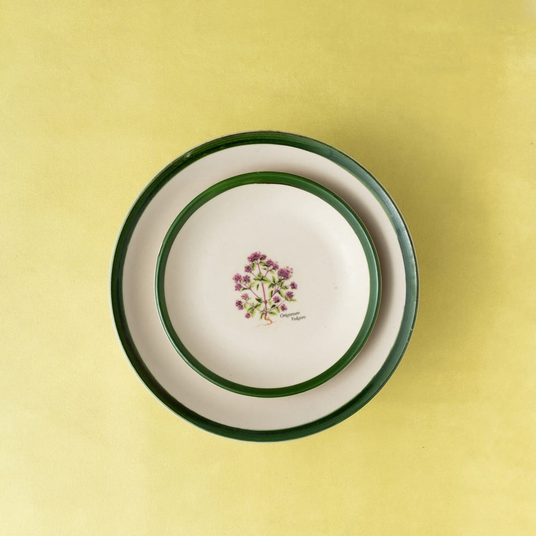 Floral Whispers in Green Wall Decor Ceramics Plate Set of 5