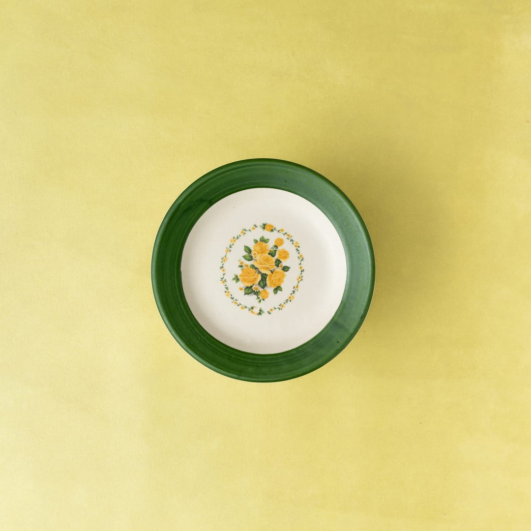 Floral Whispers in Green Wall Decor Ceramics Plate Set of 5