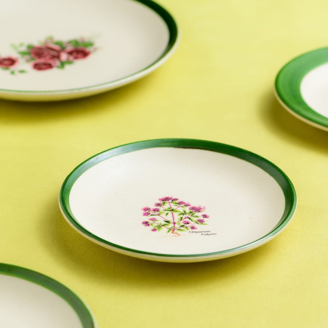 Floral Whispers in Green Wall Decor Ceramics Plate Set of 5