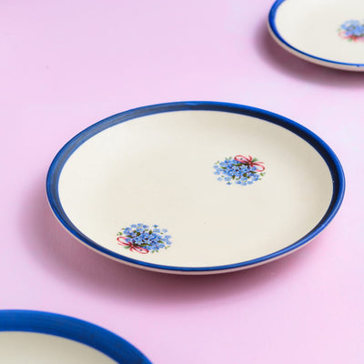 Floral Whispers in Blue Wall Decor Ceramics Plate Set of 3