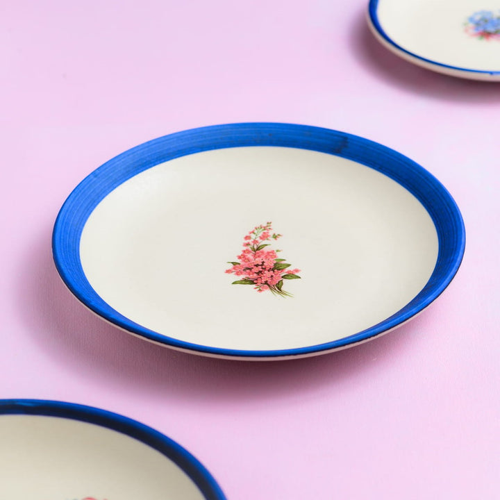 Floral Whispers in Blue Wall Decor Ceramics Plate Set of 3