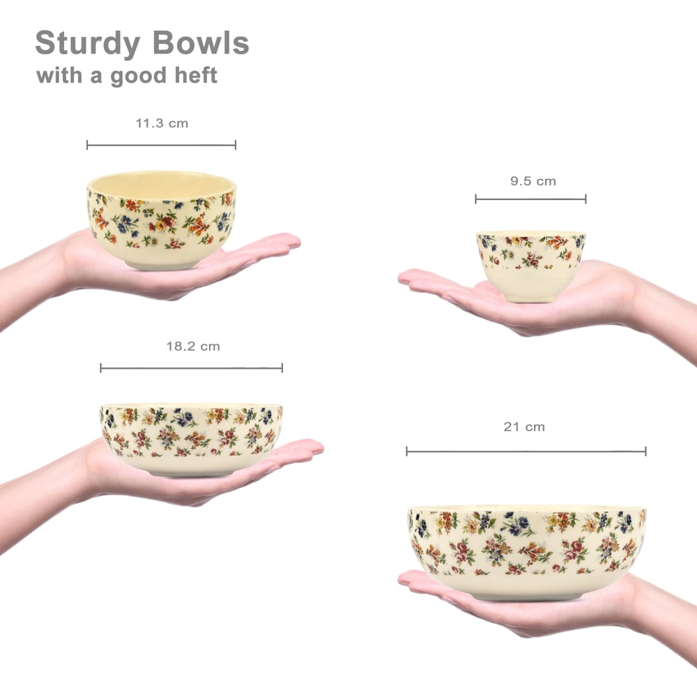 Eden's Bloom Floral Ceramic Big Serving Bowl