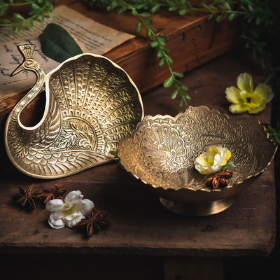 Saubhagya Serving Platters and Decor with Gold Finish Set of 13