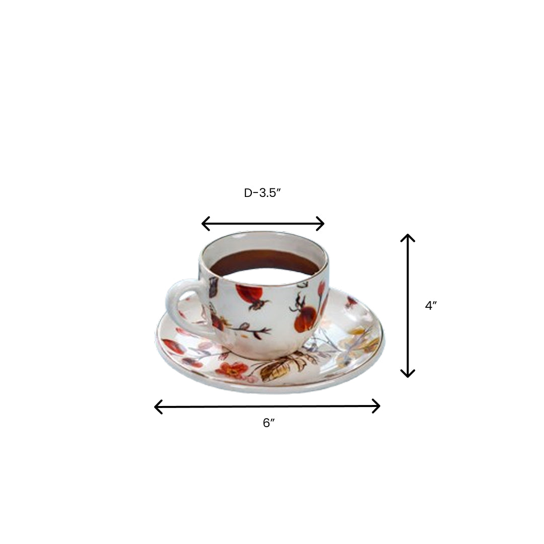 Anaara Floral Printed Ceramic Tea Set of 7 pcs