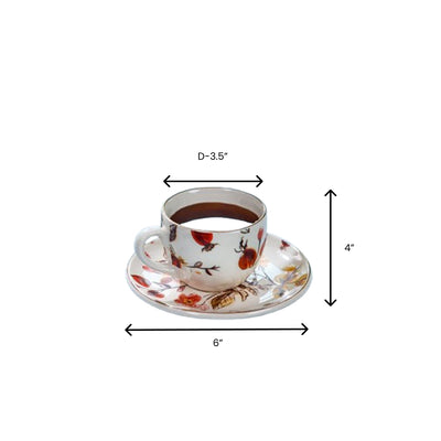Anaara Floral Printed Ceramic Tea Set of 7 pcs