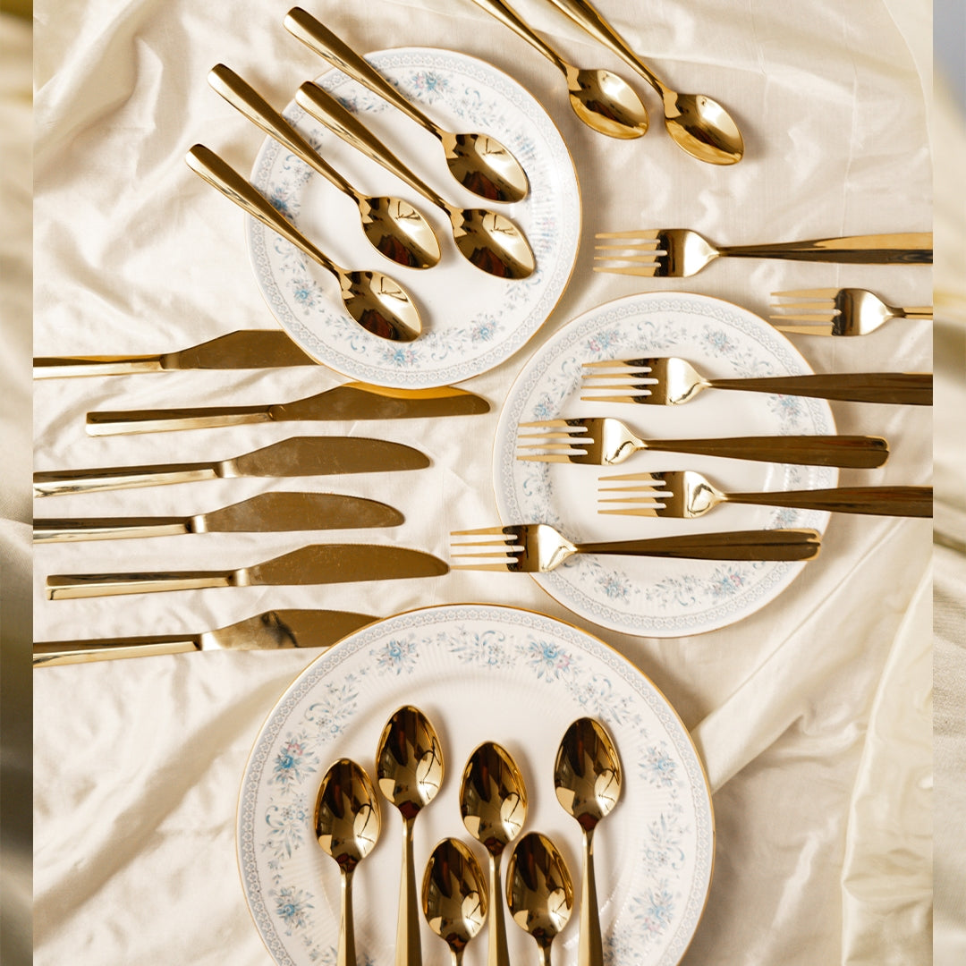 Hemang Gold Cutlery Set of 24pcs