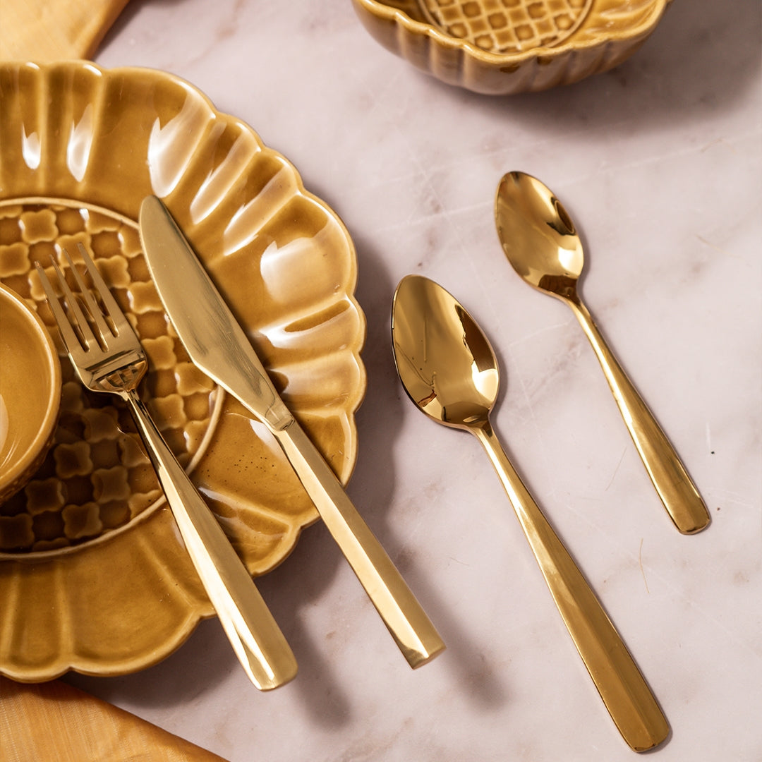 Hemang Gold Cutlery Set of 16pcs
