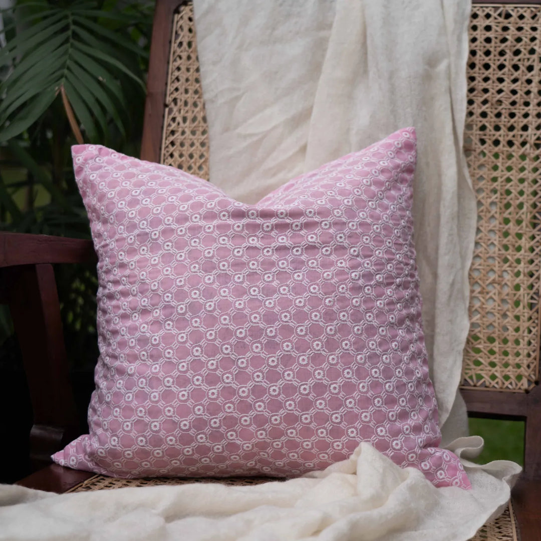 Gulzar Pastel Pink Floral Aashiyana Cushion Cover