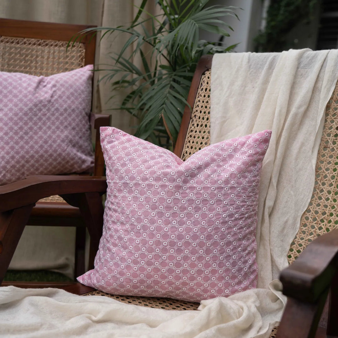 Gulzar Pastel Pink Floral Aashiyana Cushion Cover