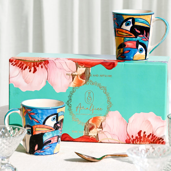 Tropical Bay Handpainted Premium Mugs Luxury Gift Set
