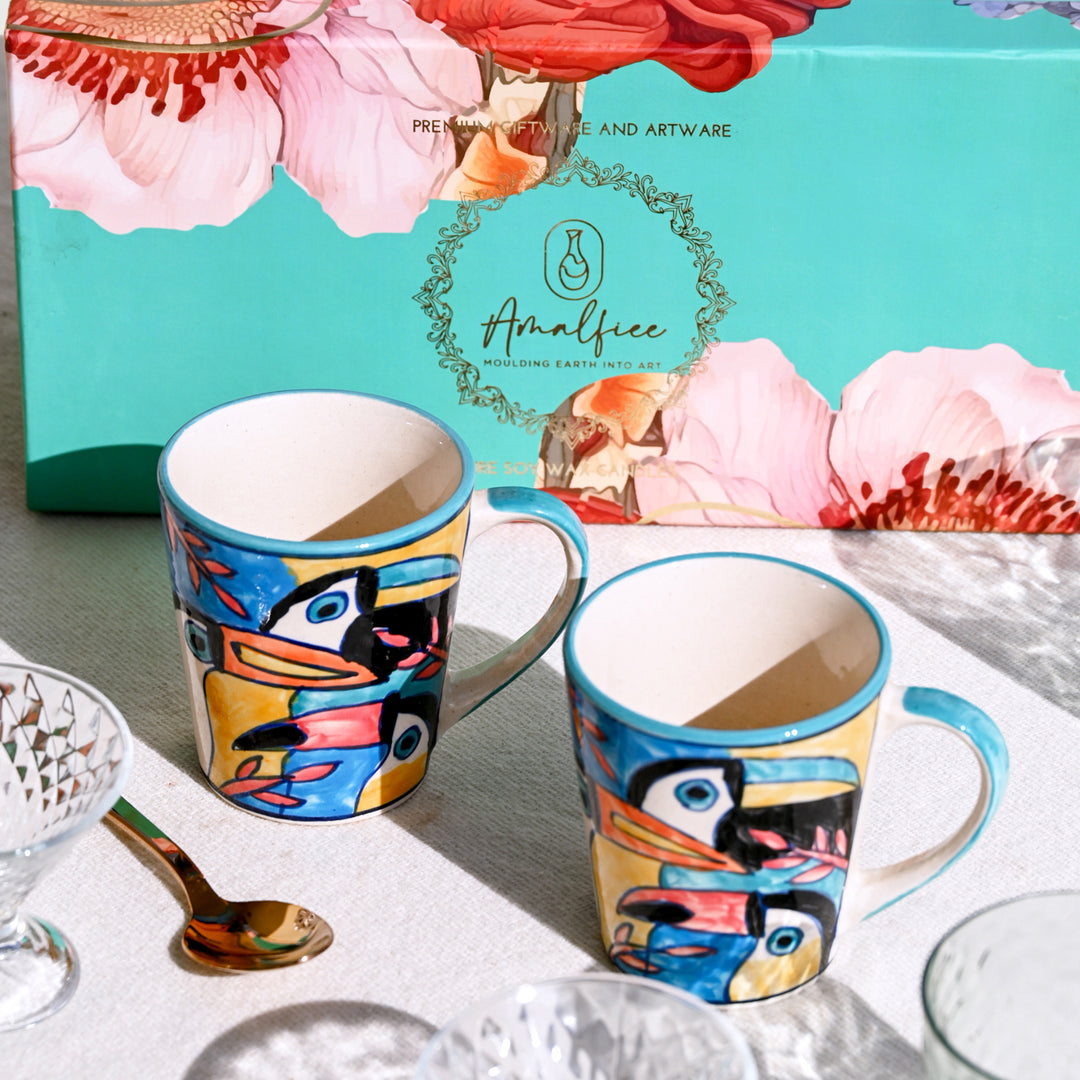 Tropical Bay Handpainted Premium Mugs Luxury Gift Set