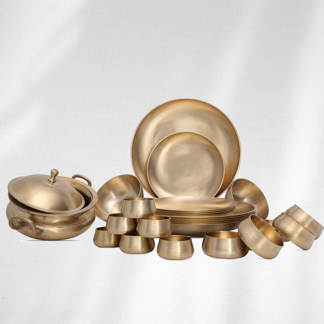 Kansa Premium Brassware Dinner Set of 28pcs