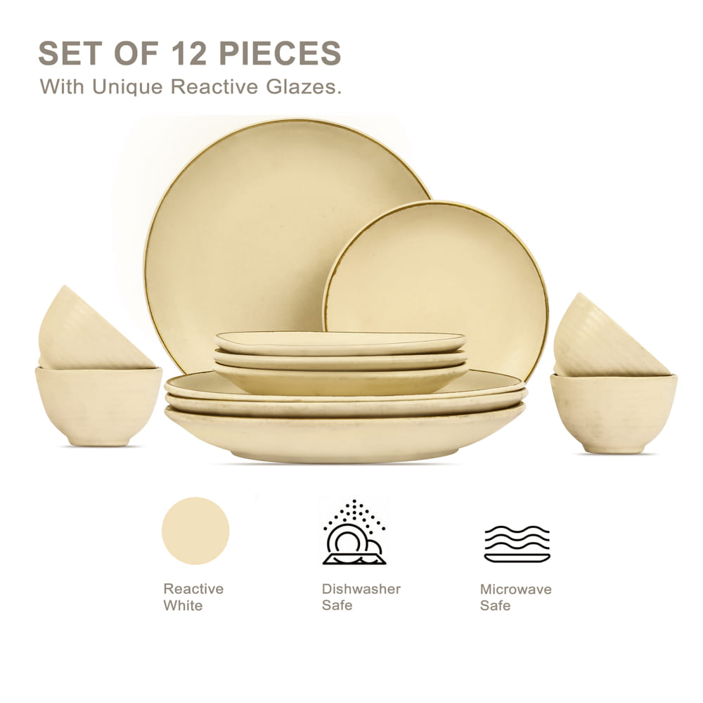 Zunair 24K Gold Ceramic Dinner Set of 12 pcs
