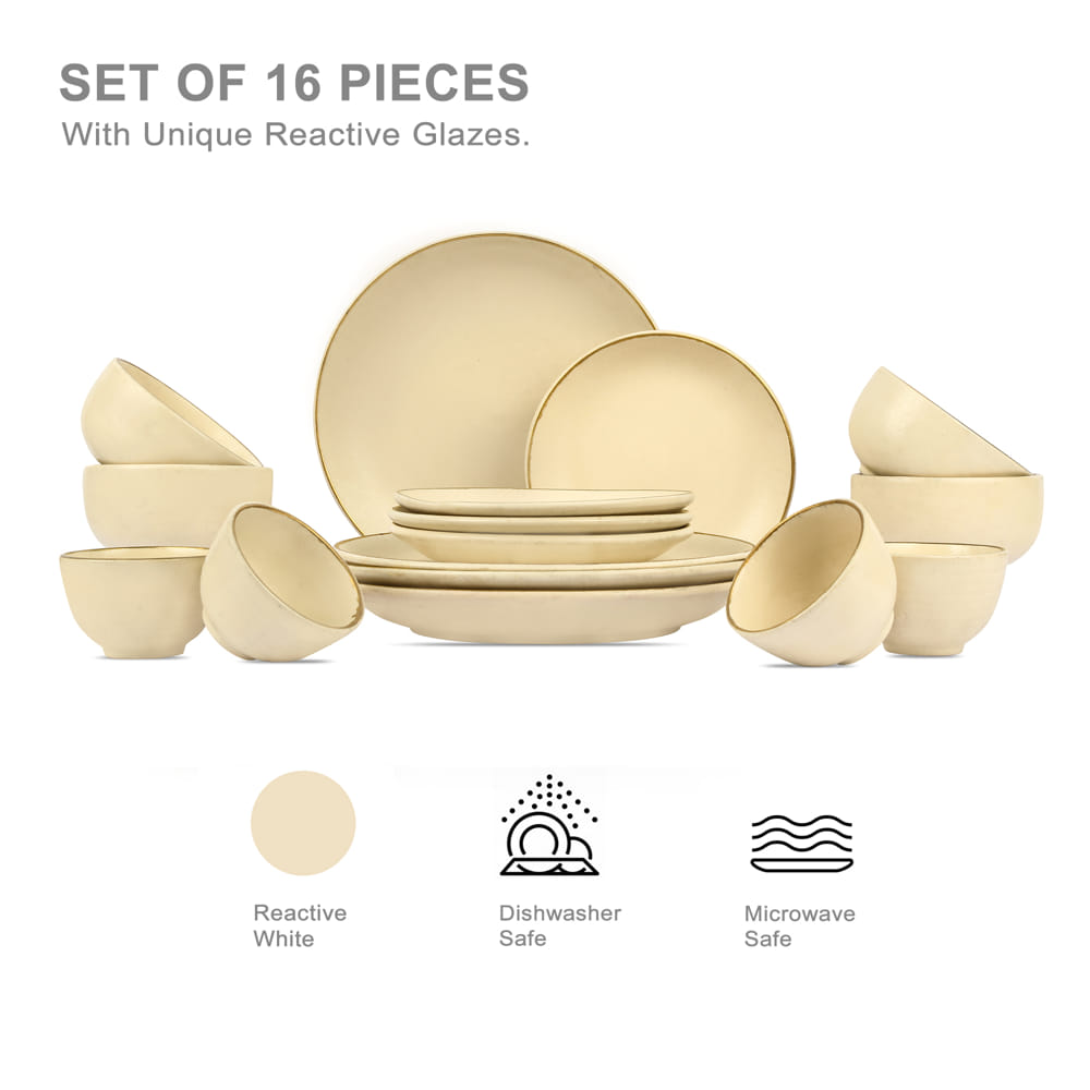 Zunair 24K Gold Ceramic Dinner Set of 16 pcs