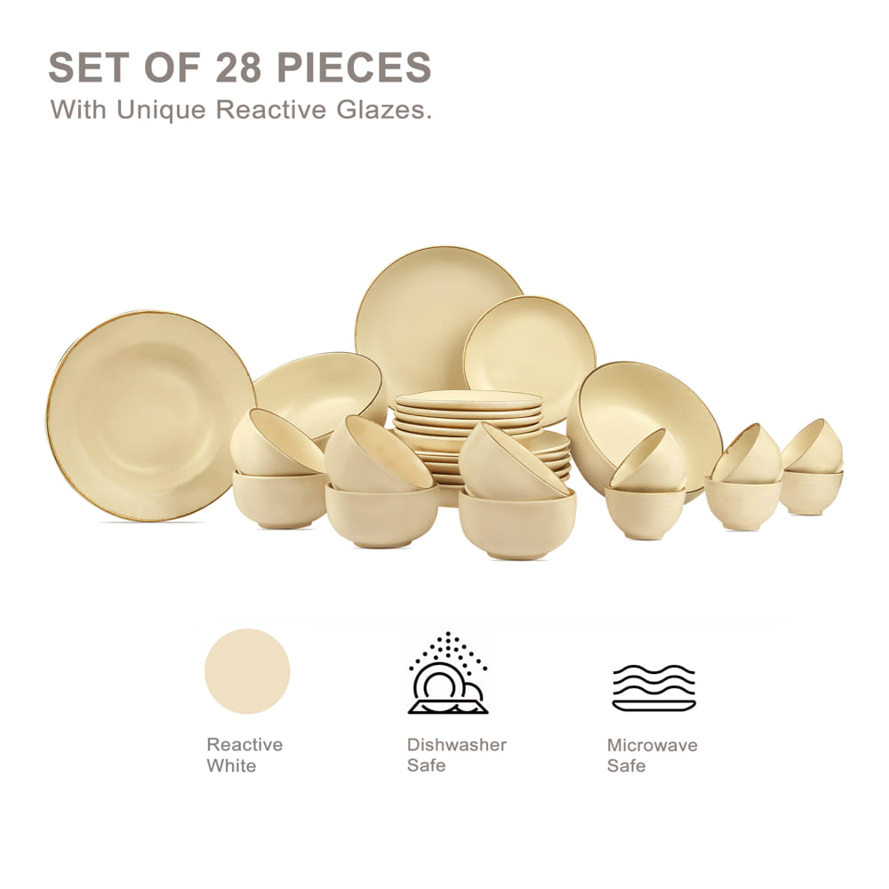 Zunair 24K Gold Ceramic Dinner Set of 28 pcs