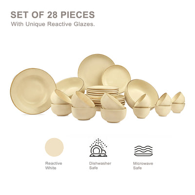 Zunair 24K Gold Ceramic Dinner Set of 28 pcs