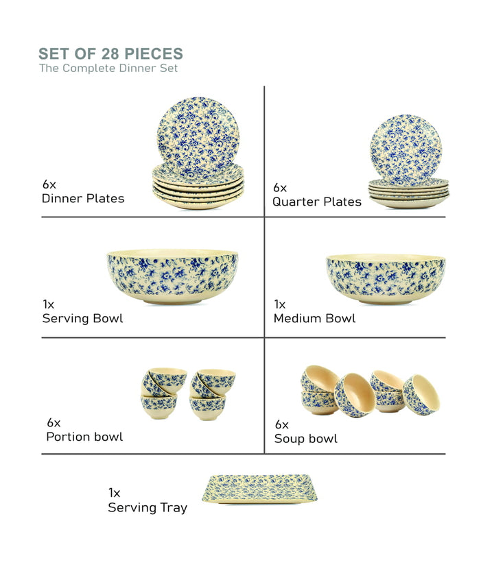Neelambar Floral Ceramic Dinner Set of 12 pcs