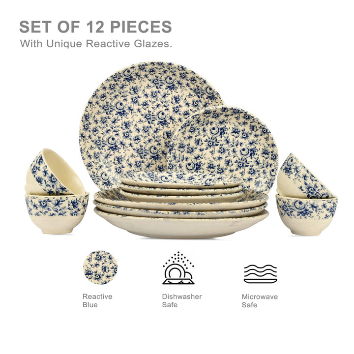 Neelambar Floral Ceramic Dinner Set of 12 pcs