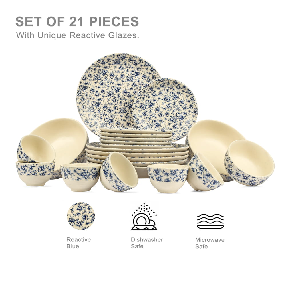 Neelambar Floral Ceramic Dinner Set of 21 Pcs