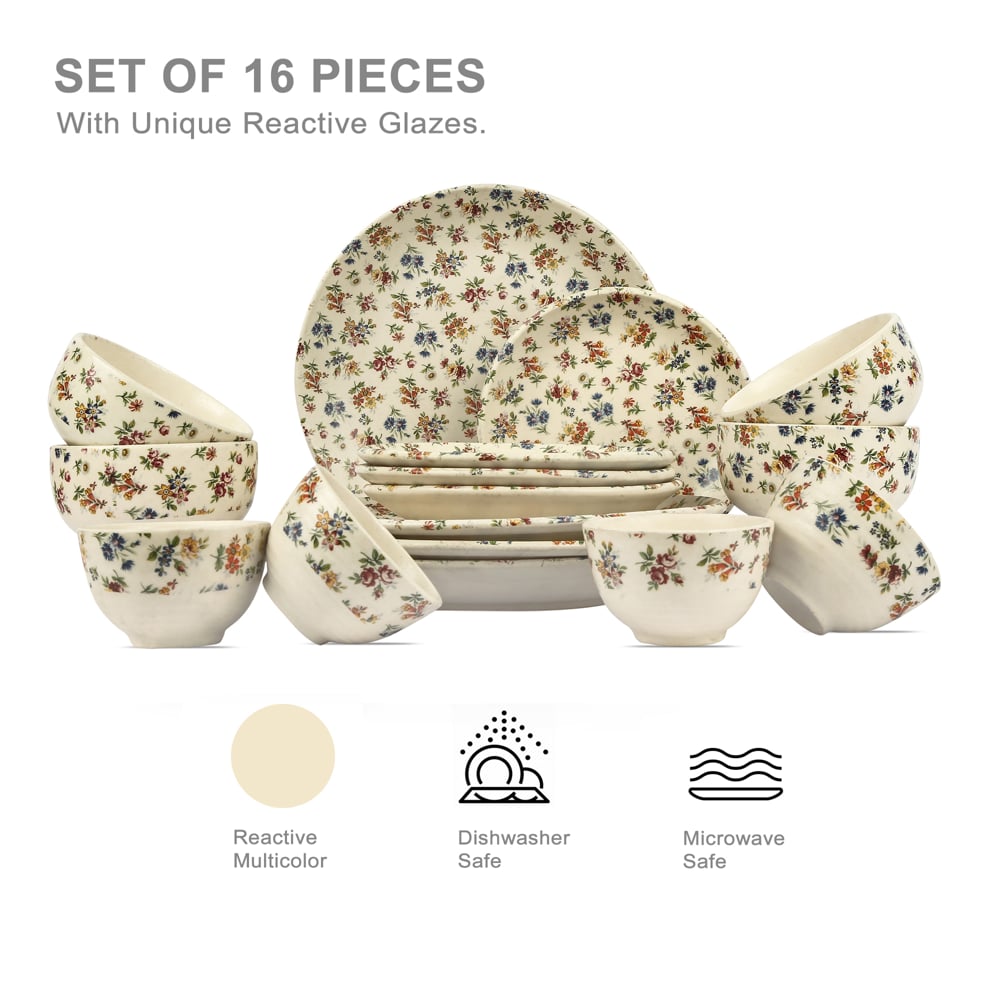 Eden's Bloom Floral Ceramic Dinner Set of 16 pcs