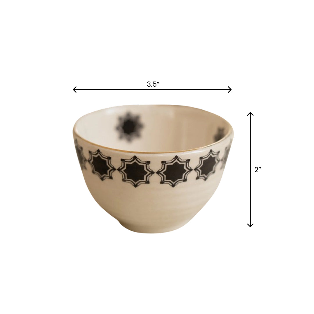 Shatranj Black and White Printed Portion Bowls