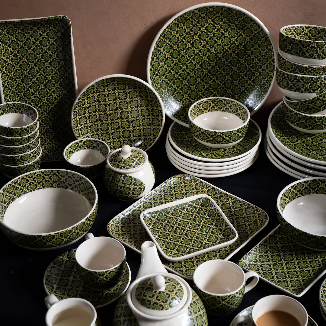Aneeza Printed Ceramic Full Dinner Set of 56 pcs