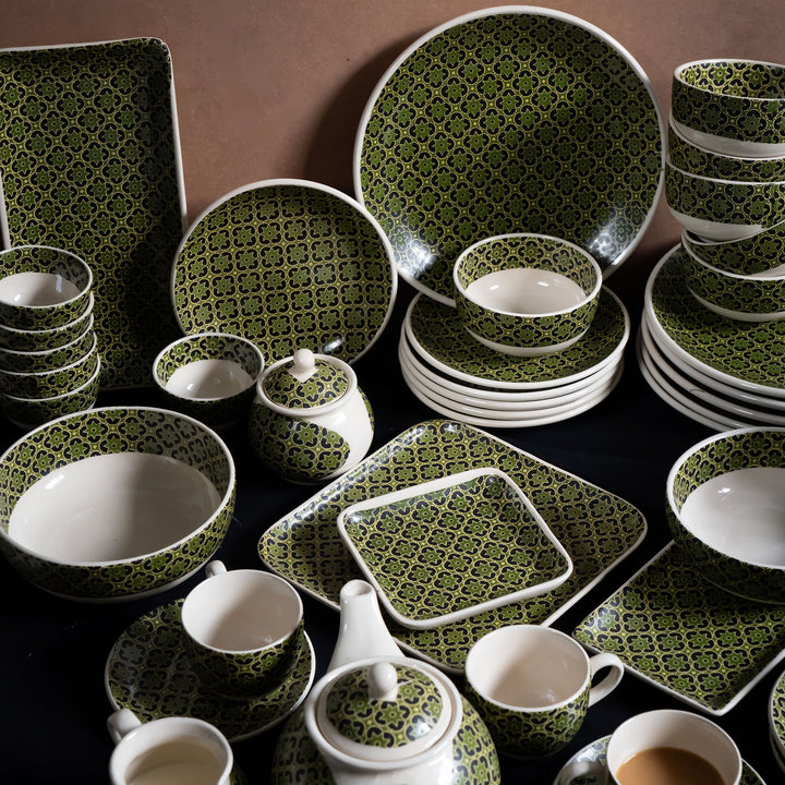 Aneeza Printed Ceramic Full Dinner Set of 56 pcs