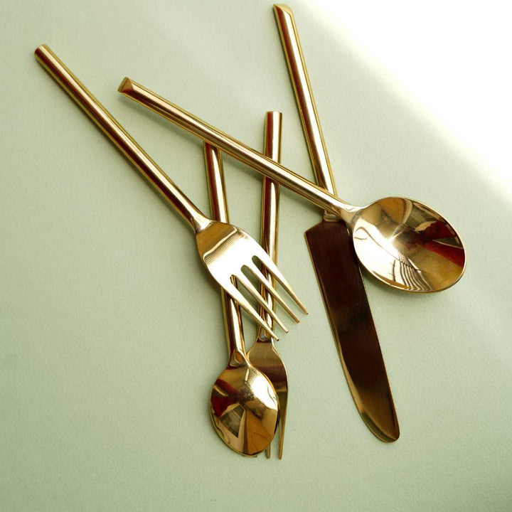 Hiraeth Gold Spoon &amp; Fork Set Amalfiee Ceramics