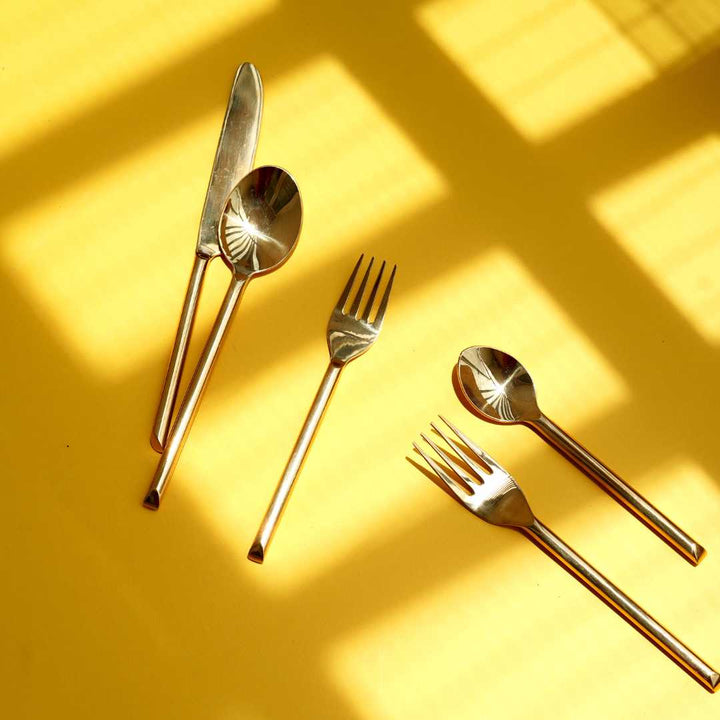 Hiraeth Gold Spoon &amp; Fork Set Amalfiee Ceramics