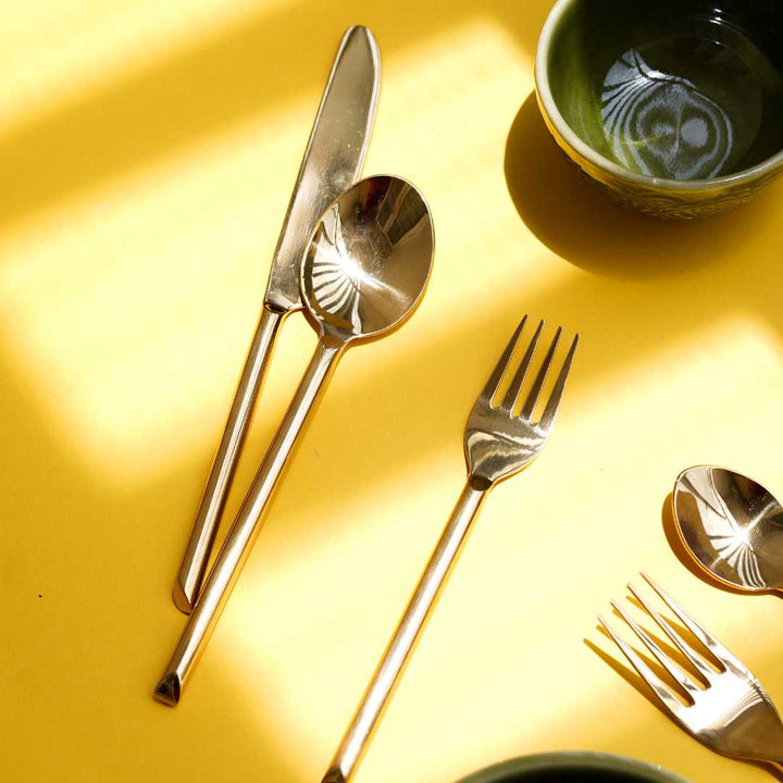 Hiraeth Gold Spoon &amp; Fork Set Amalfiee Ceramics