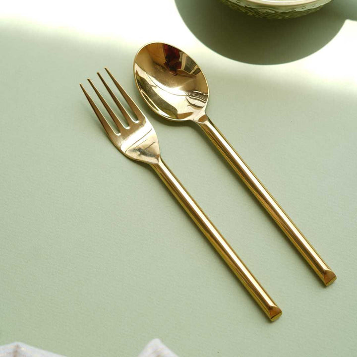Hiraeth Gold Spoon &amp; Fork Set Amalfiee Ceramics