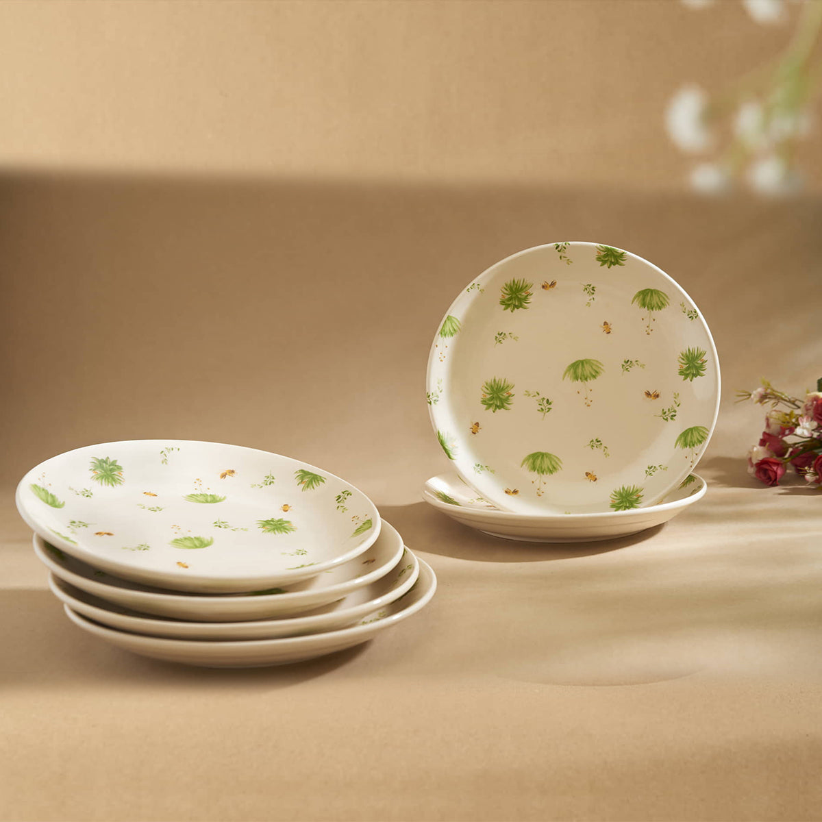 Honey Nectar Floral Ceramic Dinner Set of 12 pcs