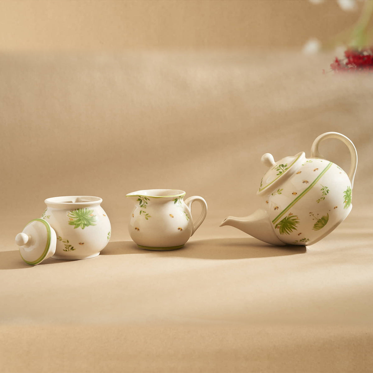 Honey Nectar Floral Ceramic Tea Set of 3 pcs