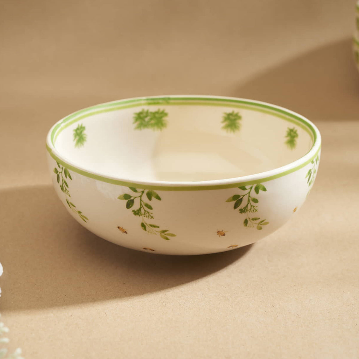 Honey Nectar Floral Ceramic Big Serving Bowl