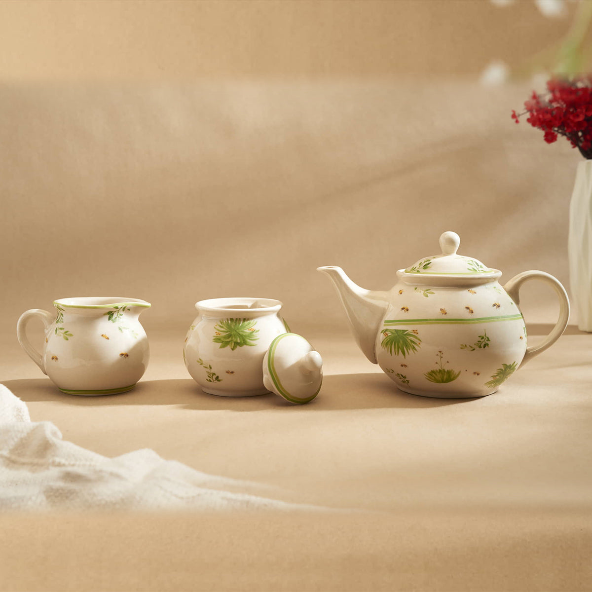 Honey Nectar Floral Ceramic Tea Set of 7 pcs