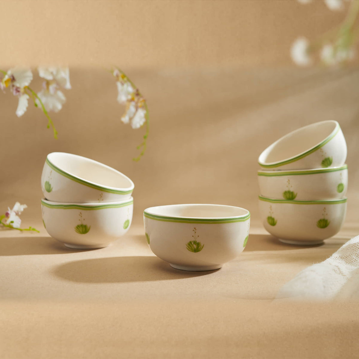 Honey Nectar Floral Ceramic Soup Bowl