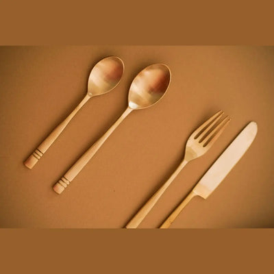 Kansa Premium Brass Gold Cutlery Set Amalfiee Ceramics