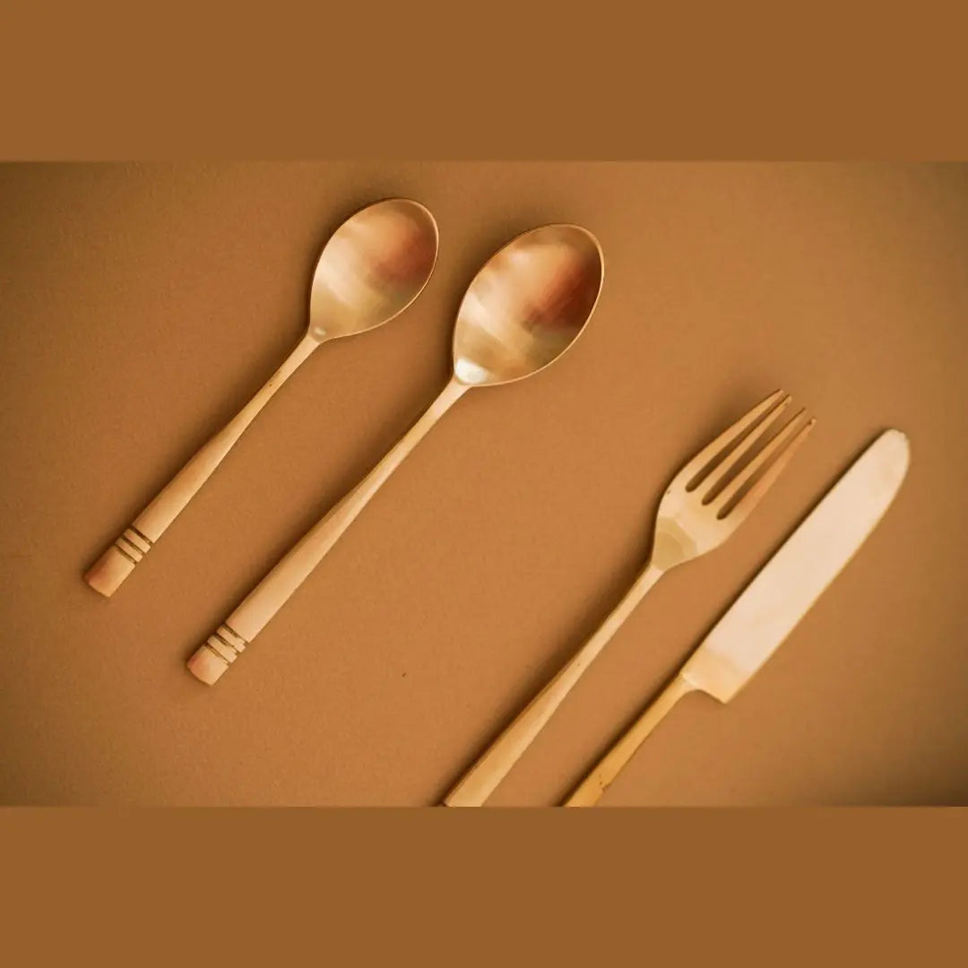 Kansa Premium Brass Gold Cutlery Set of 16pcs Amalfiee Ceramics