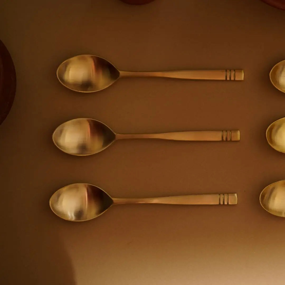 Kansa Premium Brass Gold Spoon set of 6 Amalfiee Ceramics