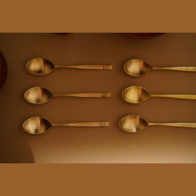 Kansa Premium Brass Gold Spoon set of 6 Amalfiee Ceramics