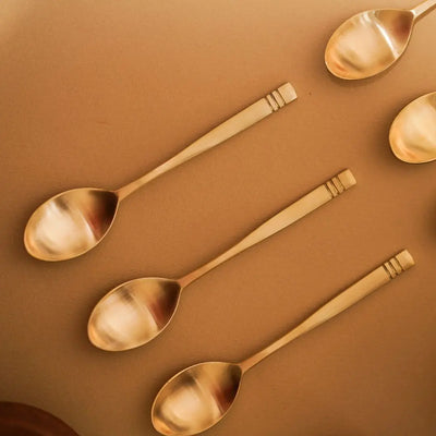 Kansa Premium Brass Gold Spoon set of 6 Amalfiee Ceramics