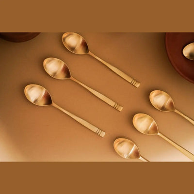 Kansa Premium Brass Gold Spoon set of 6 Amalfiee Ceramics