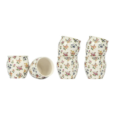 Eden's Bloom Floral Ceramic Kulhad Set of 6