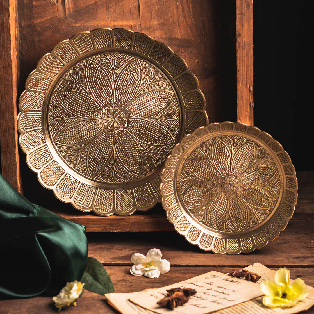 Saubhagya Serving Platters and Decor with Gold Finish Set of 13
